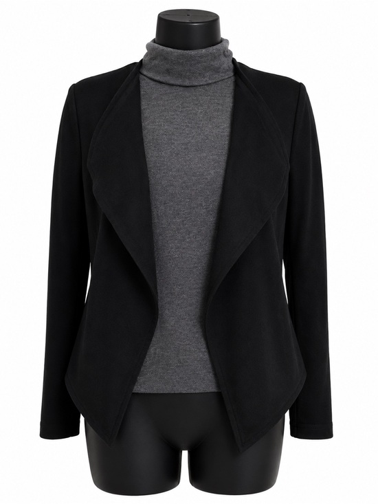 Jackets & Blazers - Black Draped Open-Front Women's Jacket